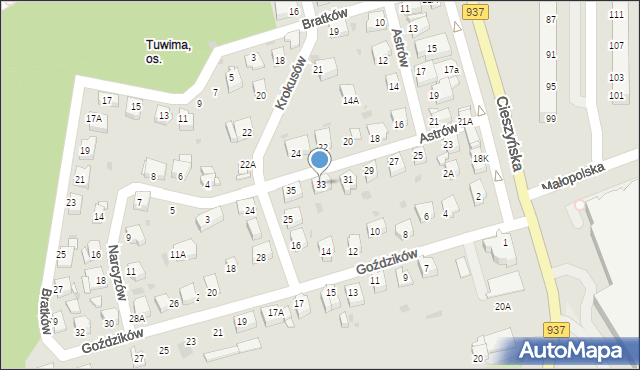 Jastrzębie-Zdrój, Astrów, 33, mapa Jastrzębie-Zdrój