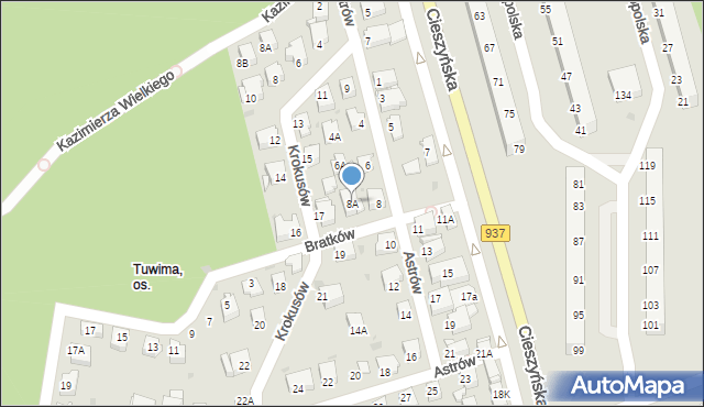 Jastrzębie-Zdrój, Astrów, 8A, mapa Jastrzębie-Zdrój