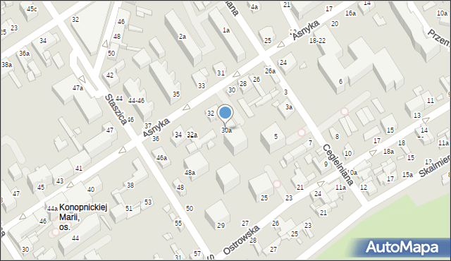Kalisz, Asnyka Adama, 30a, mapa Kalisza