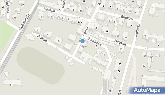 Katowice, Astrów, 10, mapa Katowic