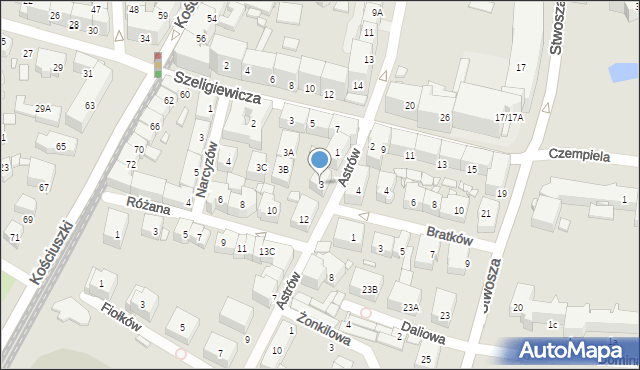 Katowice, Astrów, 3, mapa Katowic