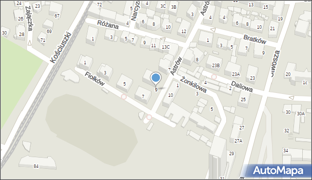 Katowice, Astrów, 9, mapa Katowic