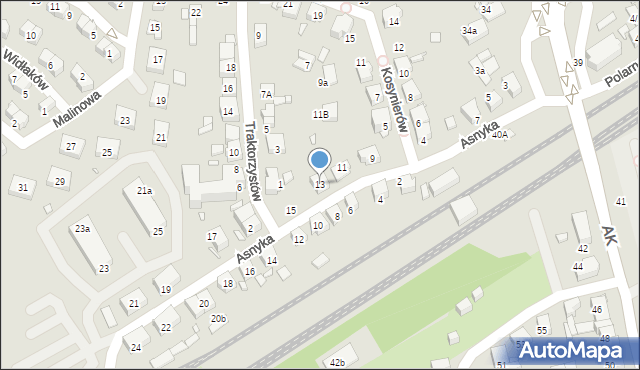 Katowice, Asnyka Adama, 13, mapa Katowic