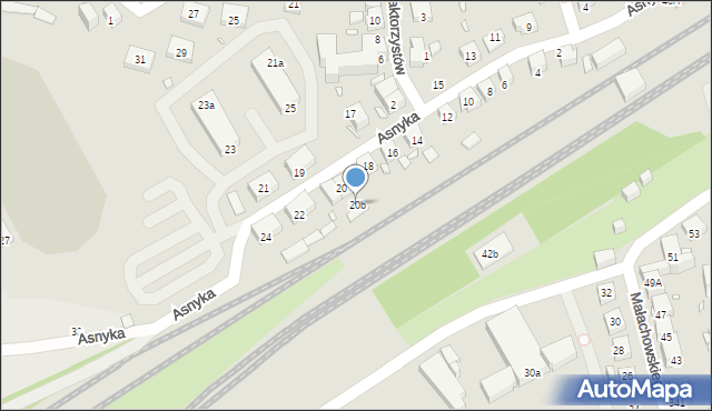 Katowice, Asnyka Adama, 20b, mapa Katowic