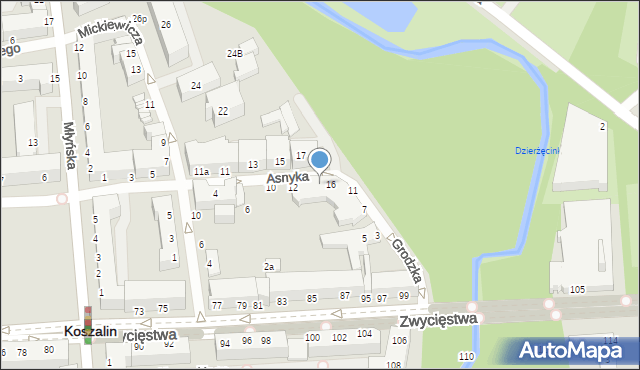 Koszalin, Asnyka Adama, 18, mapa Koszalina