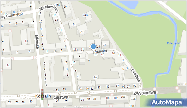 Koszalin, Asnyka Adama, 8, mapa Koszalina