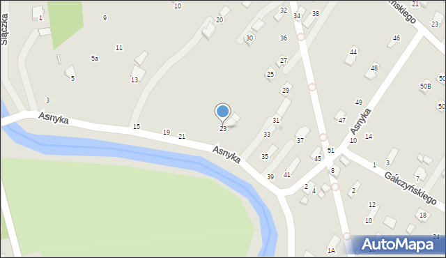 Krosno, Asnyka Adama, 23, mapa Krosna