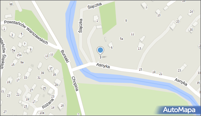 Krosno, Asnyka Adama, 3, mapa Krosna