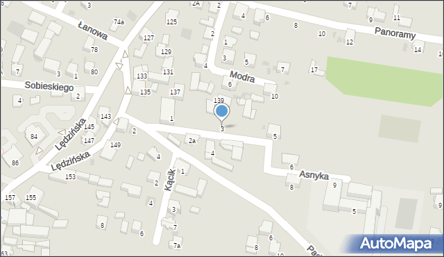 Lędziny, Asnyka Adama, 3, mapa Lędziny