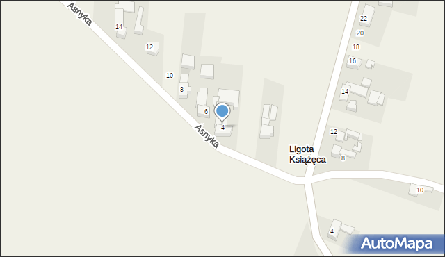 Ligota Książęca, Asnyka Adama, 4, mapa Ligota Książęca