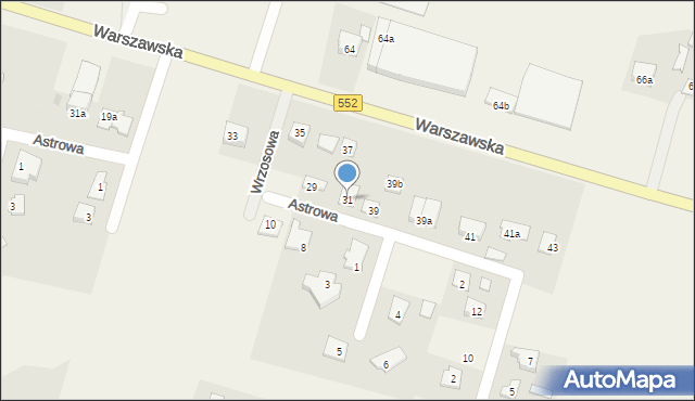 Łysomice, Astrowa, 31, mapa Łysomice