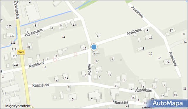Międzybrodzie Bialskie, Astrów, 10, mapa Międzybrodzie Bialskie