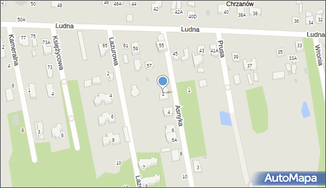 Milanówek, Asnyka Adama, 2, mapa Milanówek