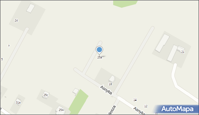 Miłoszyce, Asnyka Adama, 20a, mapa Miłoszyce