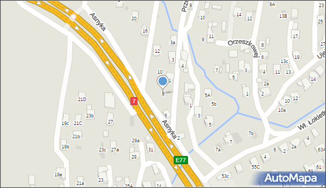 Myślenice, Asnyka Adama, 8, mapa Myślenice