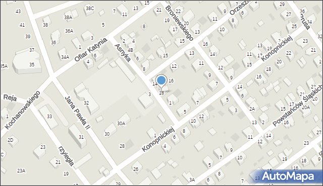 Myszków, Asnyka Adama, 18, mapa Myszków