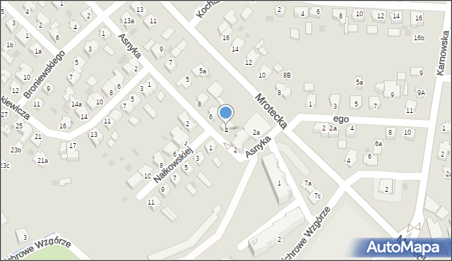 Nakło nad Notecią, Asnyka Adama, 4, mapa Nakło nad Notecią