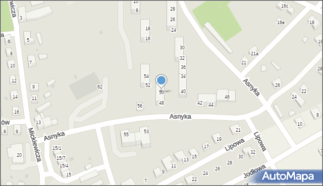 Nowogrodziec, Asnyka Adama, 50, mapa Nowogrodziec