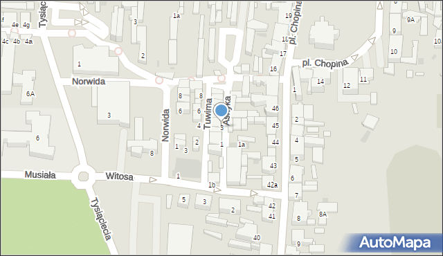 Nowy Tomyśl, Asnyka Adama, 3, mapa Nowy Tomyśl