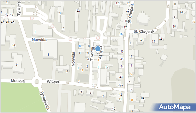 Nowy Tomyśl, Asnyka Adama, 5, mapa Nowy Tomyśl