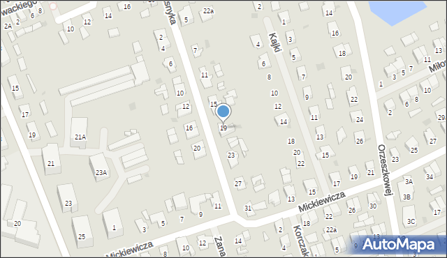 Olecko, Asnyka Adama, 19, mapa Olecko