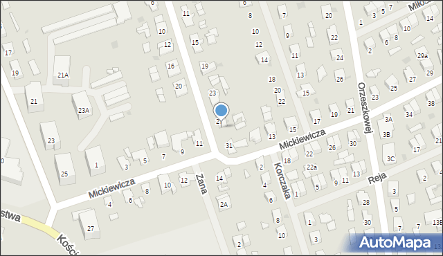 Olecko, Asnyka Adama, 29, mapa Olecko