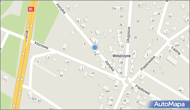 Orzesze, Asnyka Adama, 3, mapa Orzesze