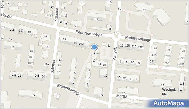 Ostrów Wielkopolski, Asnyka Adama, 6, mapa Ostrów Wielkopolski