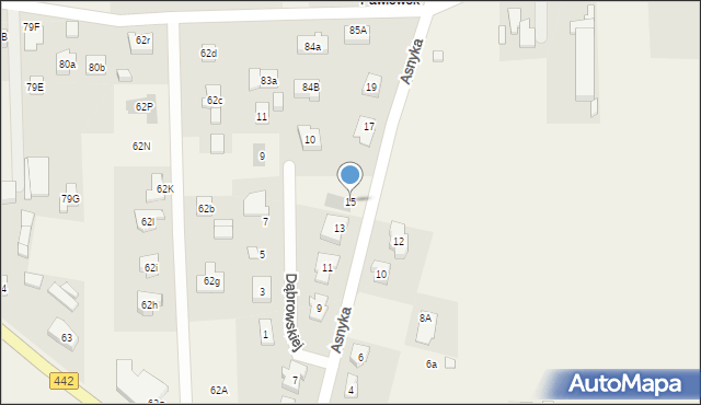 Pawłówek, Asnyka Adama, 15, mapa Pawłówek