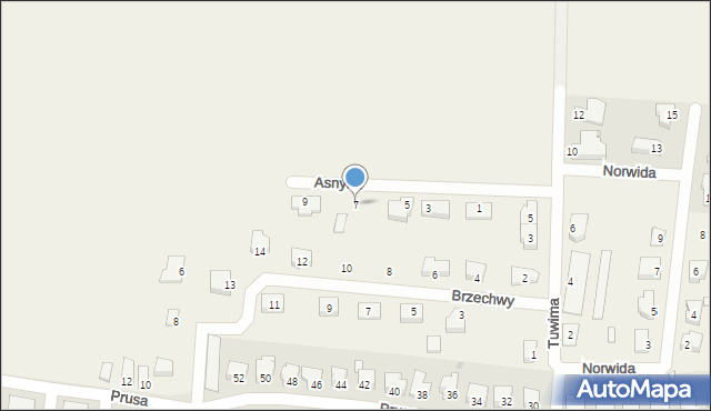 Podbrzezie Dolne, Asnyka Adama, 7, mapa Podbrzezie Dolne