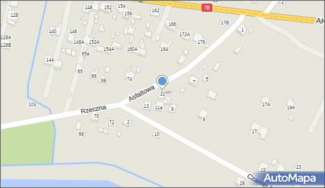 Poręba, Asfaltowa, 11, mapa Poręba