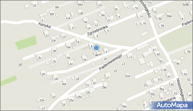 Pszów, Asnyka Adama, 4a, mapa Pszów