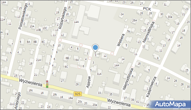 Rybnik, Astrów, 1, mapa Rybnika