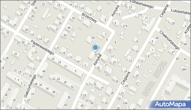 Siedlce, Asnyka Adama, 12, mapa Siedlce