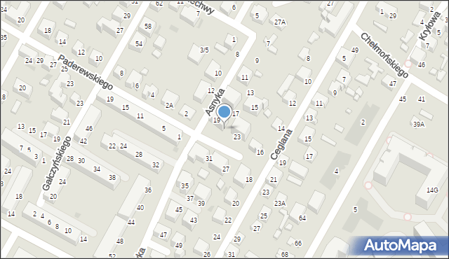 Siedlce, Asnyka Adama, 21, mapa Siedlce