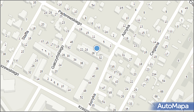 Siedlce, Asnyka Adama, 30, mapa Siedlce