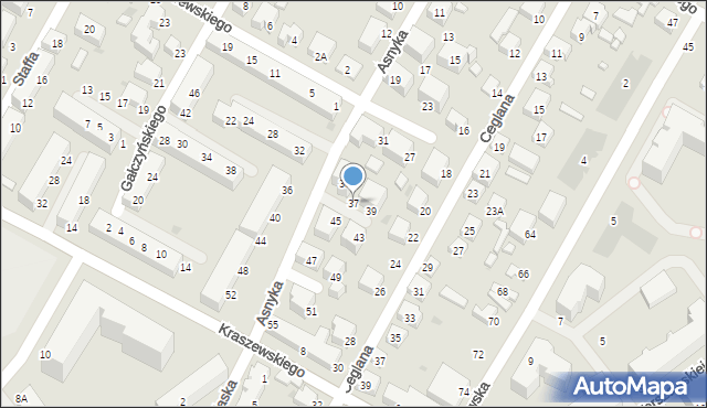 Siedlce, Asnyka Adama, 37, mapa Siedlce
