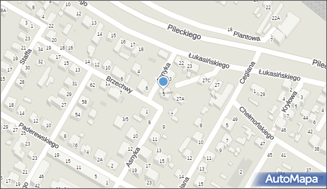 Siedlce, Asnyka Adama, 5, mapa Siedlce