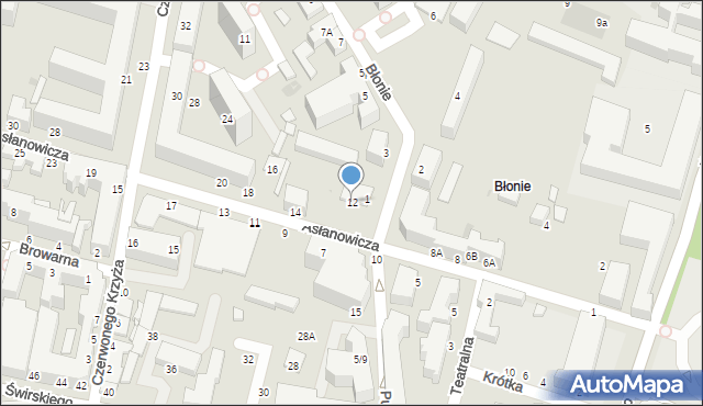 Siedlce, Asłanowicza Mieczysława, 12, mapa Siedlce
