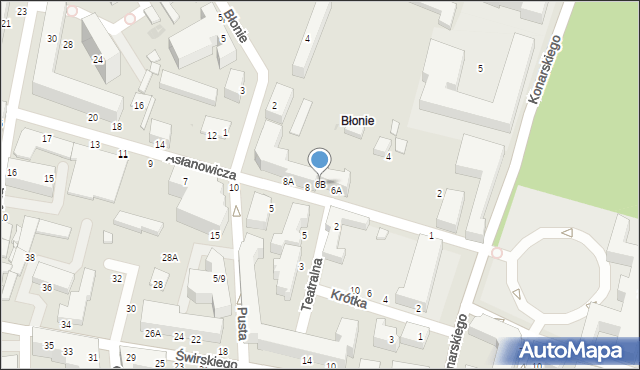 Siedlce, Asłanowicza Mieczysława, 6B, mapa Siedlce