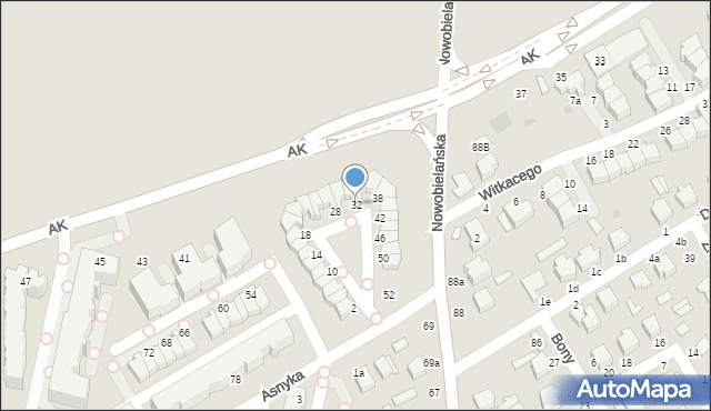 Skierniewice, Asnyka Adama, 32, mapa Skierniewic