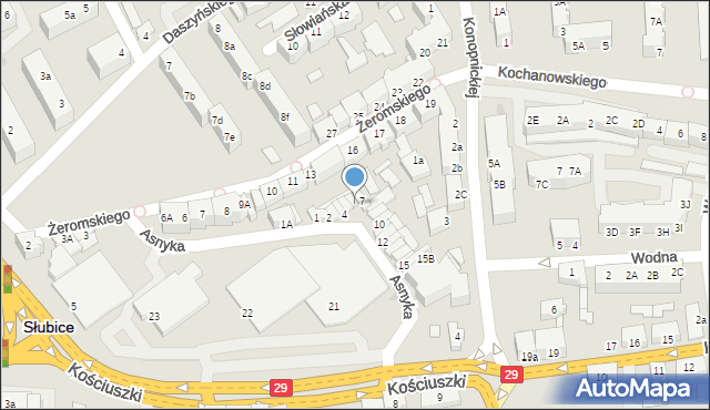 Słubice, Asnyka Adama, 6, mapa Słubice