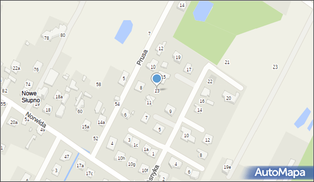 Słupno, Asnyka Adama, 13, mapa Słupno