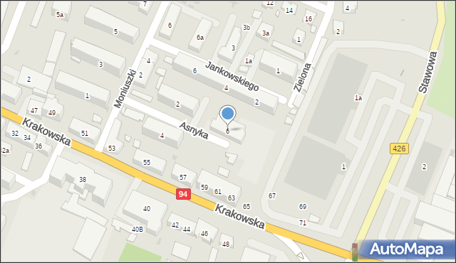 Strzelce Opolskie, Asnyka Adama, 6, mapa Strzelce Opolskie