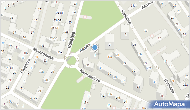 Szczecin, Asnyka Adama, 1, mapa Szczecina