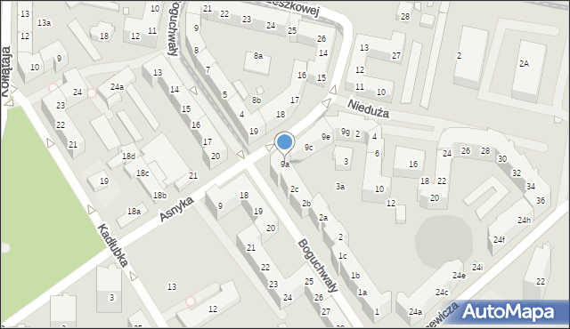 Szczecin, Asnyka Adama, 9a, mapa Szczecina