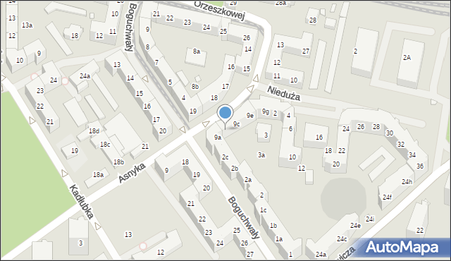 Szczecin, Asnyka Adama, 9b, mapa Szczecina