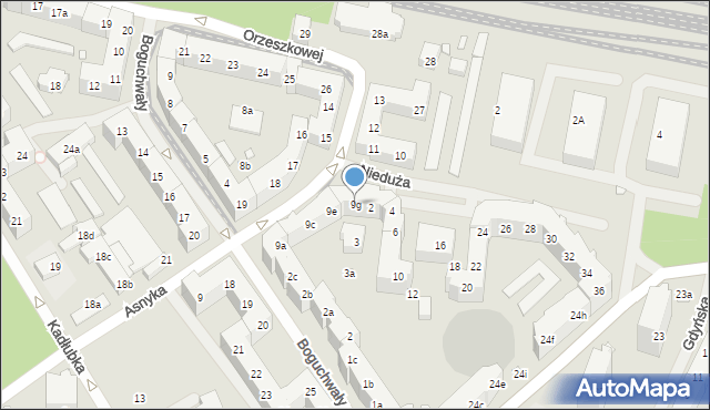 Szczecin, Asnyka Adama, 9g, mapa Szczecina