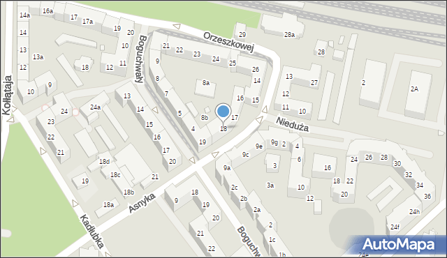 Szczecin, Asnyka Adama, 18, mapa Szczecina