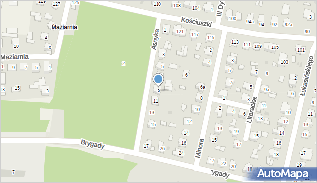 Tomaszów Lubelski, Asnyka Adama, 9, mapa Tomaszów Lubelski